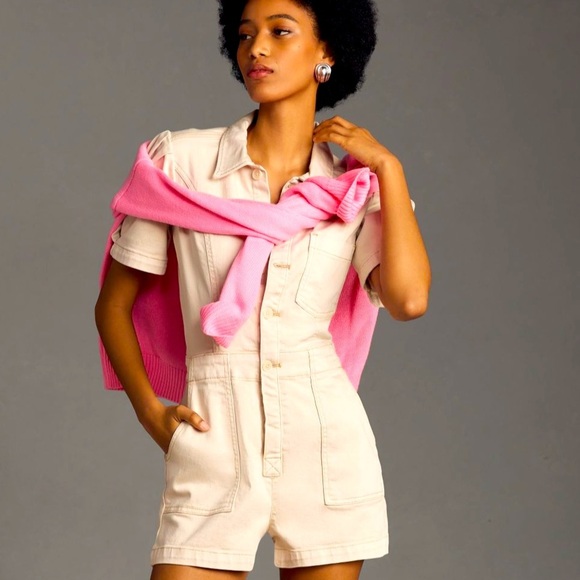 ANTHROPOLOGIE The Kit Utility Romper By PILCRO Size 10 - Picture 1 of 7